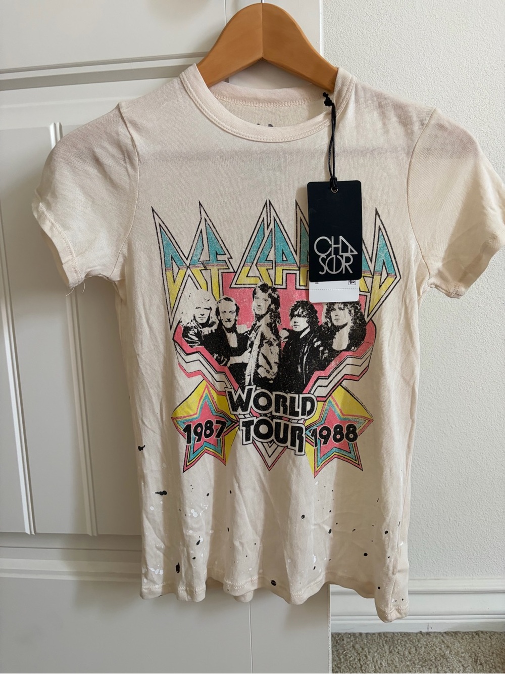Chaser Def Leppard World Tour 1988 Graphic Gauzy Cotton Band T-shirt Xsmall